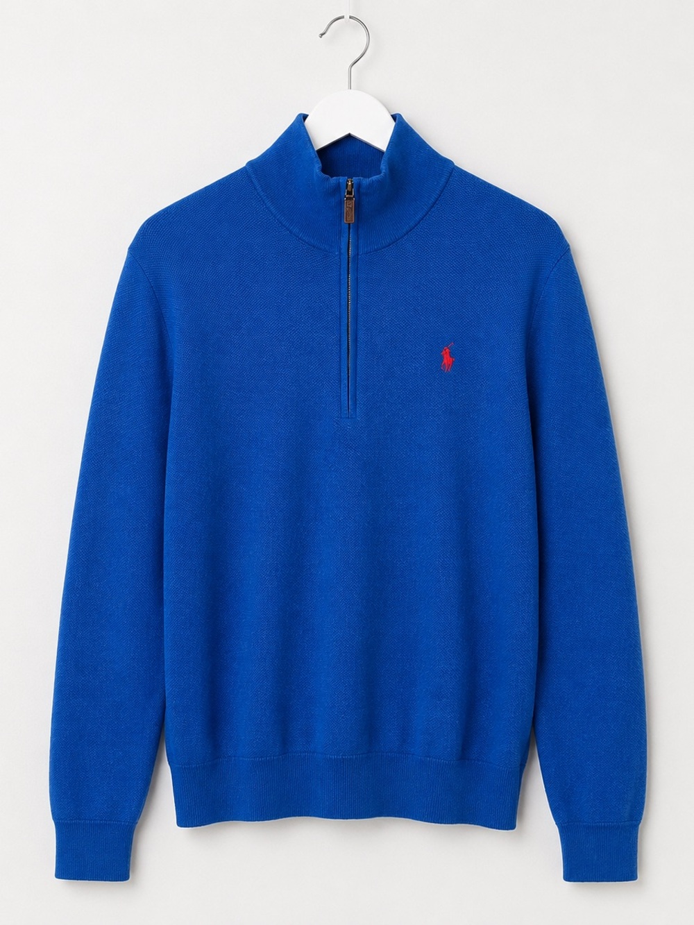 Ralph Lauren Royal Blue Half-Zip Sweater with Red Pony